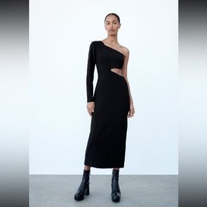 Zara chain trim asymmetric dress in size XS